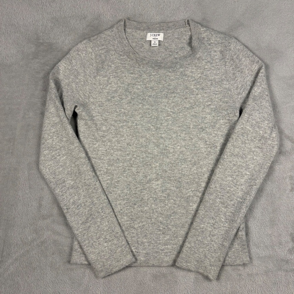 J.‎ Crew Factory Teddie Sweater Womens Small Crewneck Cotton Merino Gray Layer